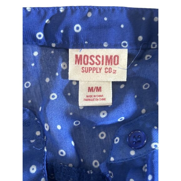 Mossimo Blue Tiered Sleeveless Polka Dot Dress M/M Button Front Elastic Waist - Picture 7 of 8